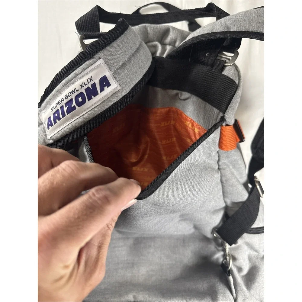 Super Bowl XLIX BackpackGray CanvasOrange Interior Feb 2015 Patriots Vs Seahawks
